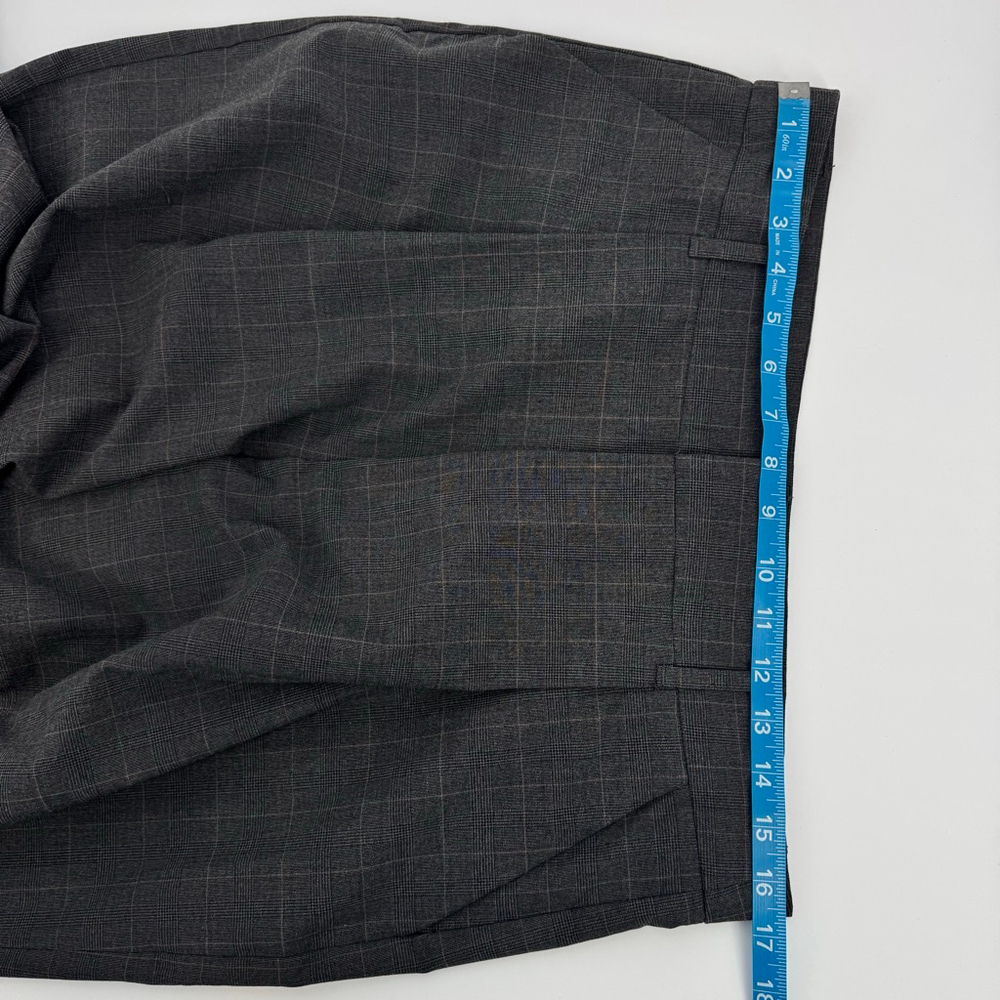 Zara Plaid Wide Leg Pleated Front Pants L Charcoal Gray - Picture 6 of 9